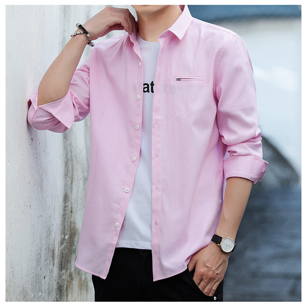 Men's Slim Fit Long-Sleeved Casual Shirt High Stretch Comfortable Button Men Shirts