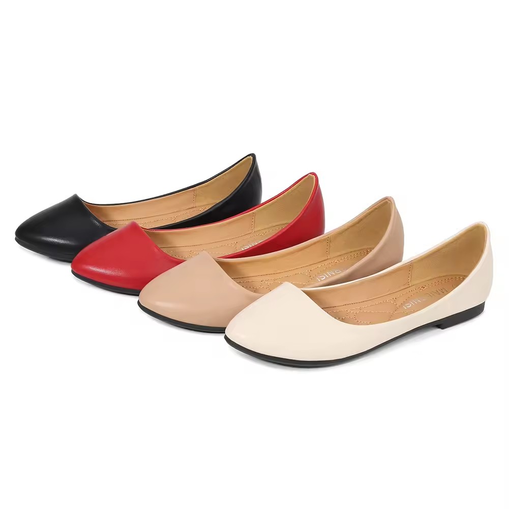 Ladies Office Pu Leather Uniform Shoes with Low Heel Safety Work Shoes Flat Office Shoes for Women Ladyn