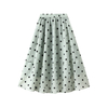 Dot Printed Women Elegant Elastic Waist Skirt Elastic High Waisted A-Line Female 2024 Spring Satin Long Skirt