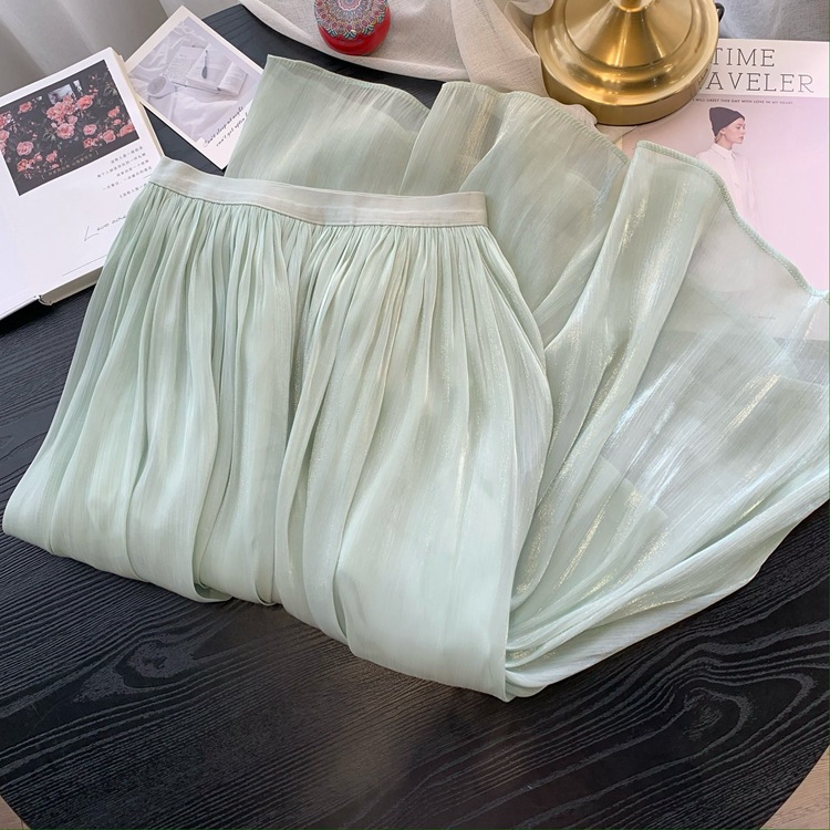 Women Summer A-Line Pink Skirt Femme Stretch High Waist Women Boho Summer Long Solid Skirt