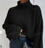 Turtleneck Drop Shoulder Waffle Knit Sweater