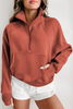 Sweatshirts In Bulk Long Sleeve Women Quater Zip Sweatshirt Round Neck Blank Loose Fit Sweatshirt