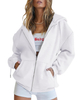 Women's Oversized Zip Up Hoodies Sweatshirts Clothes Teen Girl Fall Casual Drawstring Jackets with Pockets
