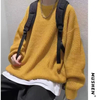 Men Autumn Solid Color Wool Sweaters Slim Fit Men Street Wear Clothes Knitted Sweater Men Pullovers