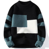 Men's Round Neck Jumper Winter Warm Wool Knitwear with Pattern Decoration Thickened Loose Pullover