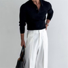  Retro Slim Polo Shirt Pit Stripe Lapel Knit Teenage Knitwear Men's Sweater