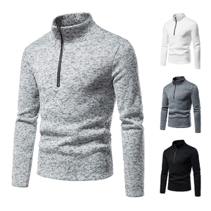 Men's Stand Collar Sweater Half Zipper Solid Color Turtleneck Shirt Sports Jacket Hoodies
