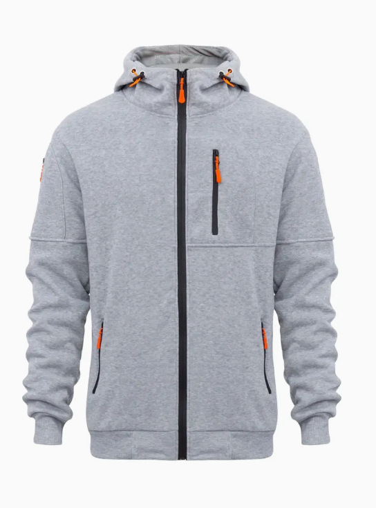 Men's Fashion Oversize Cotton Hoodie Custom Logo Embroidery Long Sleeve Pullover with Zipper 