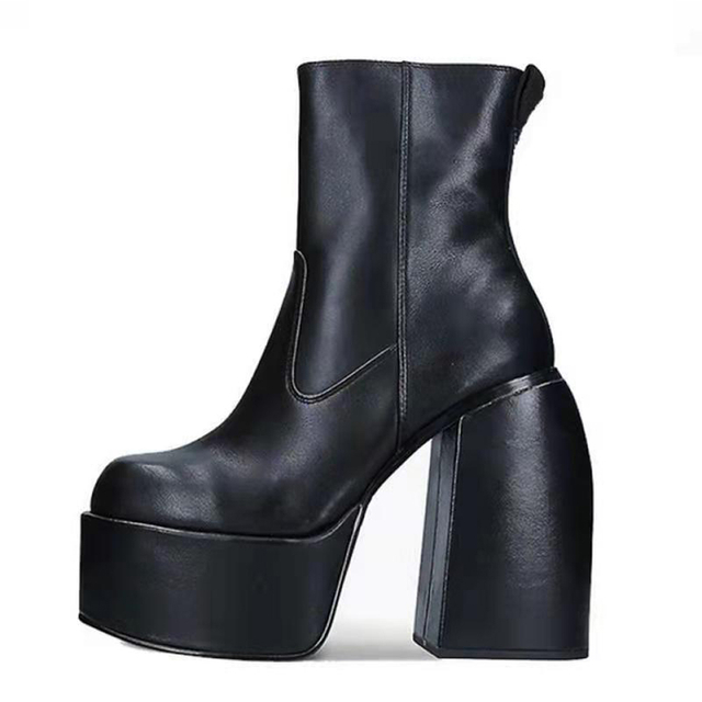 New Large Size Square Toe Boots Women Thick Heel Platform Winter Boots for Women