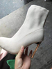Stretch Heeled High Heel Boots Square Toe Sexy Stiletto Knitted Ankle Sock Boots for Women