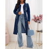Retro Loose Long Coat Dark Washed Denim Jacket Woman