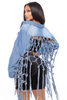 Trendy Backless Tassel Short Denim Jacket Hollow Out Jacket Jean Woman Mesh Denim Jacket Girl