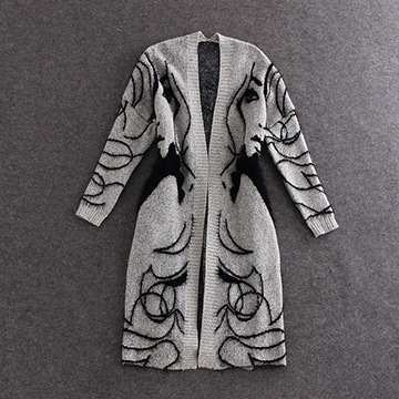 Women Fashion Cardigan Coat Autumn Winter Mid Length Knitwear Casual Elegant Lady Loose Sweater Coat