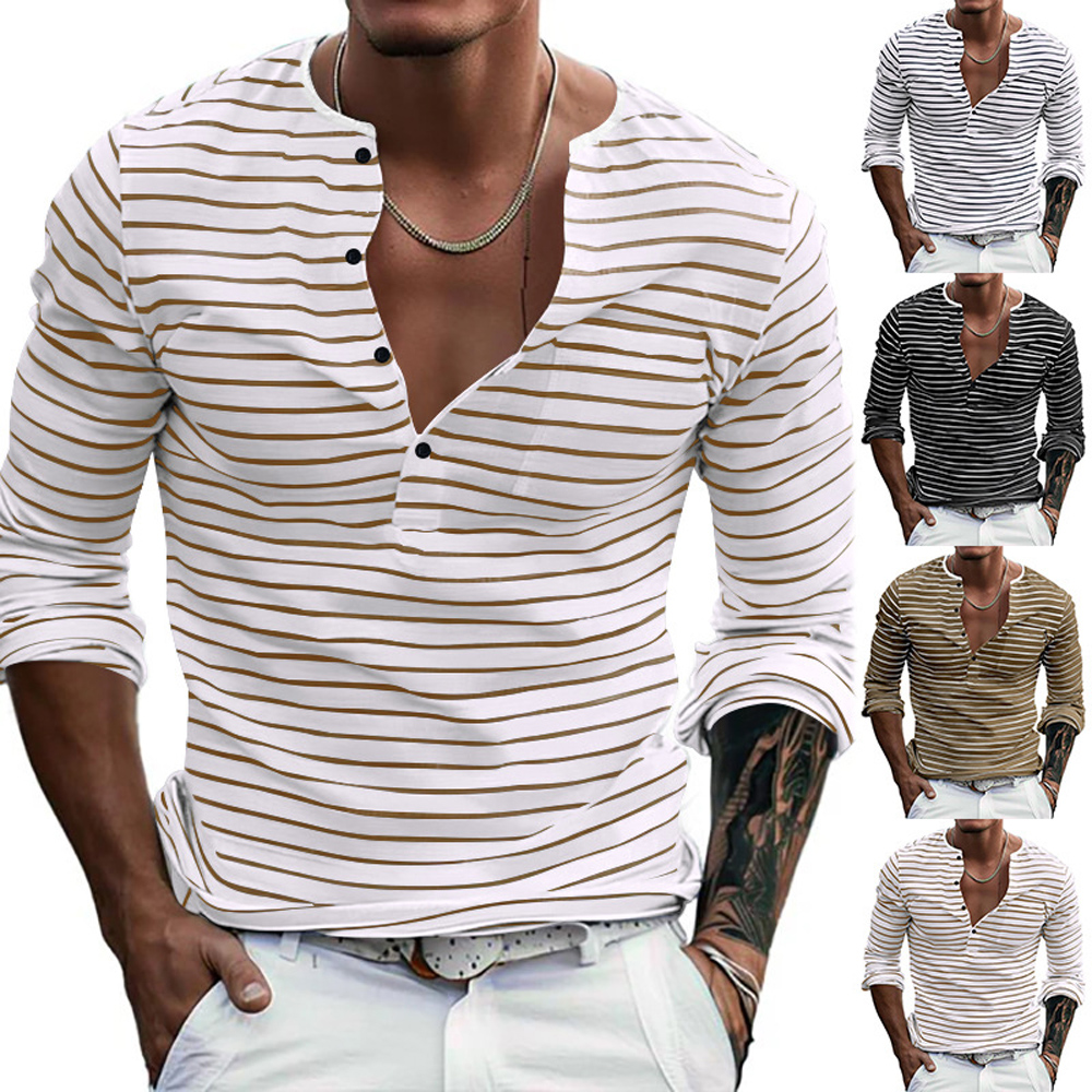 Men's Long Sleeve Striped Shirt Business Casual Shirts Cotton Fabric Formal Office Shirts For Men