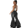 Women Casual High Waist Bell Bottom Flare Wide Leg Pants Women Casual Jeans