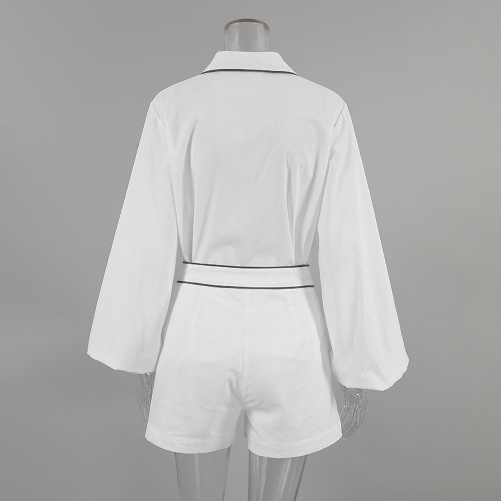  Long Sleeve Designer Color Block Shirt Shorts Women Two Piece Sets