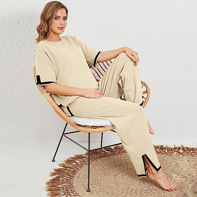High Waist Slim Wide Leg Pants Women's Set