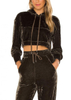  Custom Velour Crop Hoodie Two Piece Pants Set