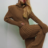 Sweater Pant Trendy Stylish Solid Color Women Suit Two-piece Trouser Suit