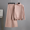 Sweater Wide Leg Pants Turtleneck Heavy Sweater Two Piece Set Women Clothing