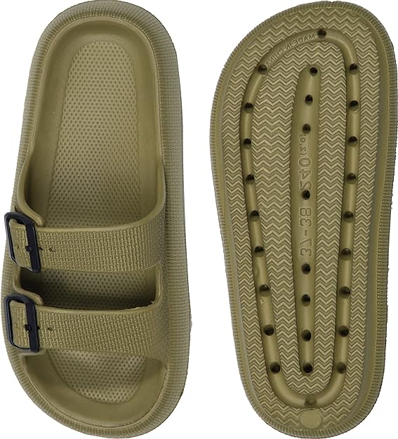 Mens Lightweight Comfort Slides Double Buckle Slip-on Adjustable EVA Orthopedic Flat Sandals