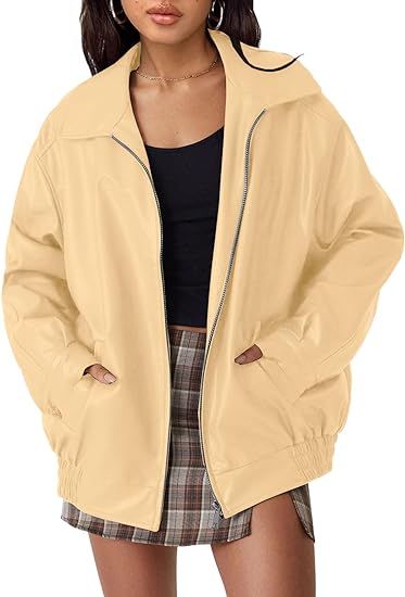 Women's Leather Jackets Oversized Faux Motorcycle Plus Size Moto Biker Coat Fall Outfits Fashion Clothes 