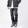 Men High Street Hip Hop Patchwork Jeans Pants Fashion Male Solid Loose Casual Straight Denim Trousers