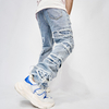 Men's Streetwear Ripped Patch Straight Leg Loose Jeans Pants Men's Hip Hop Hole Casual Jeans