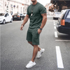 Custom Logo Plus Size Two Piece Short Set Men Cotton Short Sleeves Mens Short Set Blank Sweat Suits Plain Jogging Suit