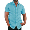 Mens Linen Blouse Short Sleeve Summer Solid Comfortable Pure Cotton And Linen Casual Loose Holiday Shirts