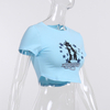 Spring And Summer Fashion New Basic Printed Tops Short Cropped Tops Casual O-neck Short Sleeve T-shirt for Women