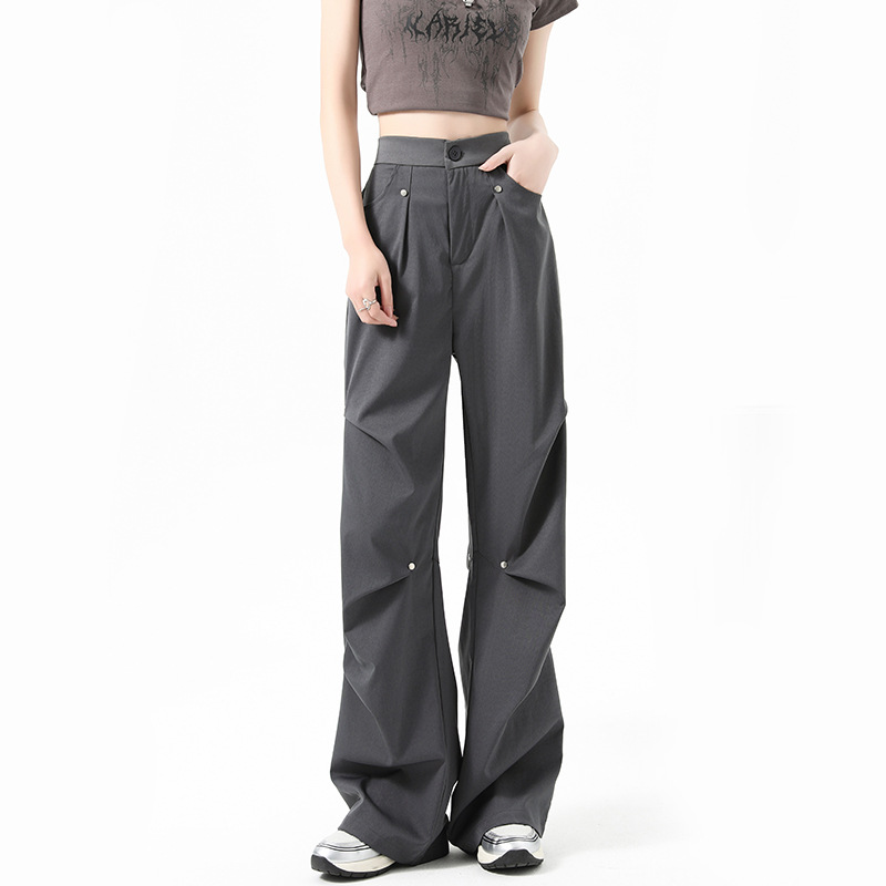 Hip Hop Ruched Wide Leg Pants Plus Size Pants Women's Pants & Trousers