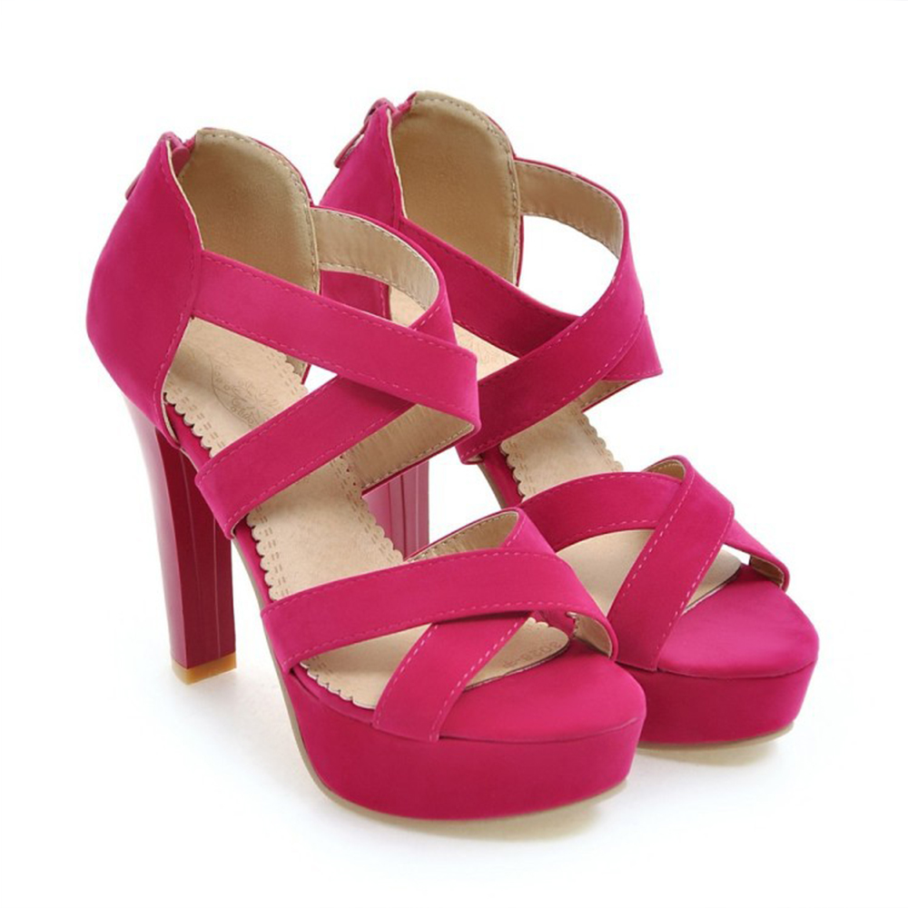 Fashionable in Stock Non-slip Roman Style Suede Cross Bandage Women High Heel Shoes