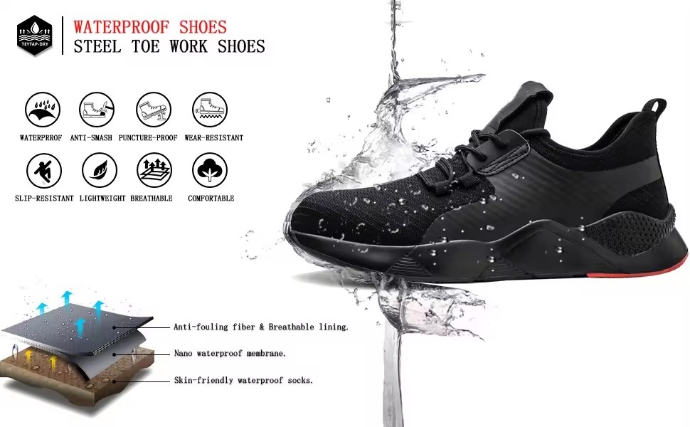Puncture Proof Indestructible Construction Safety Toe Tennis Sneakers Lightweight Work Shoes Waterproof Steel Toe Safety Shoes