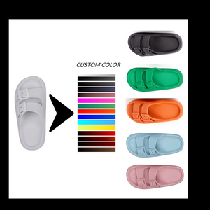 Double Buckle Thick Sole Bath Slipper Soft Platform Flip Flops Women's Slippers