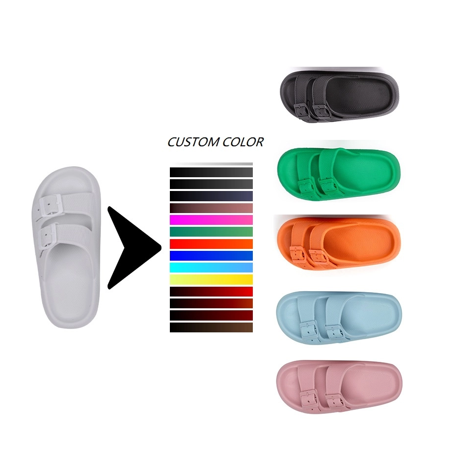 Double Buckle Thick Sole Bath Slipper Soft Platform Flip Flops Women's Slippers