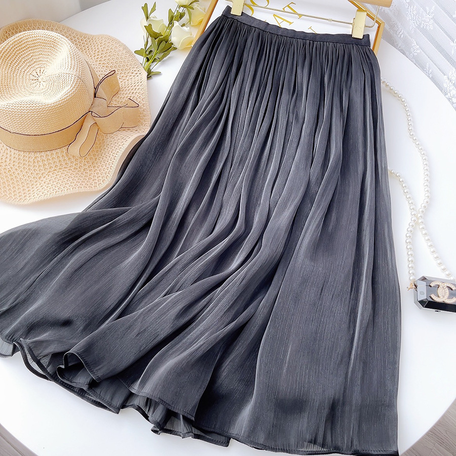 Women Summer A-Line Pink Skirt Femme Stretch High Waist Women Boho Summer Long Solid Skirt