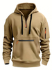 Men's Retro Work Sweatshirt Zip Multi Pocket Sweater Hoodie Hooded Jacket Casual Outerwear