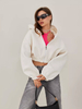 Women's Fashion Zipper Hoodie Cropped Jacket Solid Color Short Long Sleeve Loose Hoodies for Female's