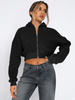 French Terry Full Zip Up Open Drop Shoulder Hooded Autumn Over Size Hoodies for Women