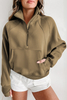 Sweatshirts In Bulk Long Sleeve Women Quater Zip Sweatshirt Round Neck Blank Loose Fit Sweatshirt