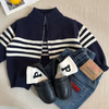 Winter Coat Kids Long Sleeve Zip Full Placket Cotton Knitted Children Sweater