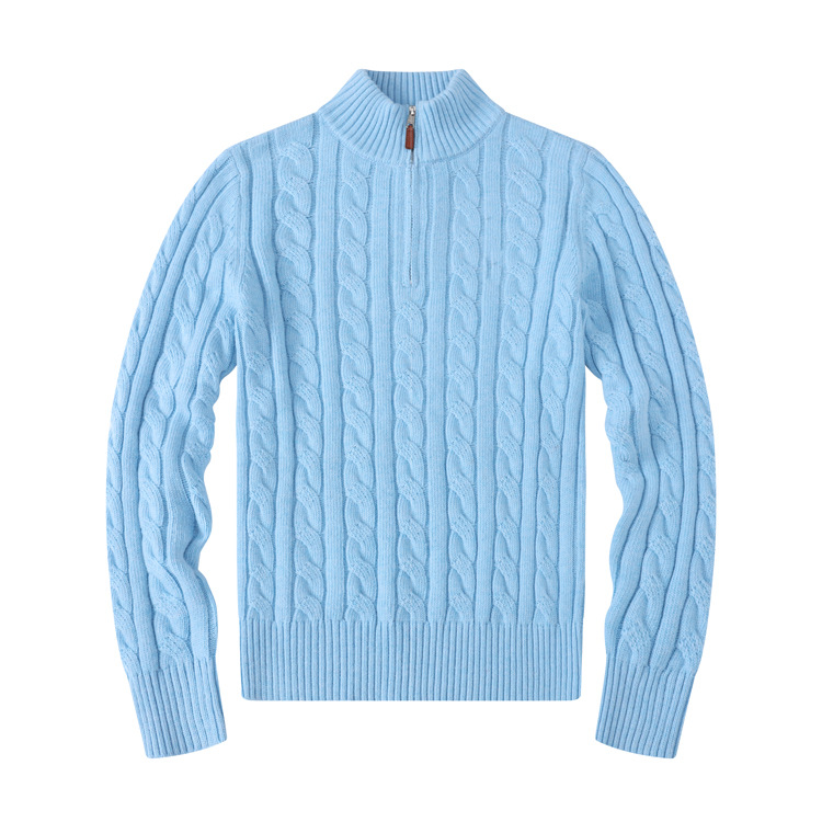 Custom Turtleneck Men Designer Half Zip Up Fleece Pullover Knitted Sweater For Men