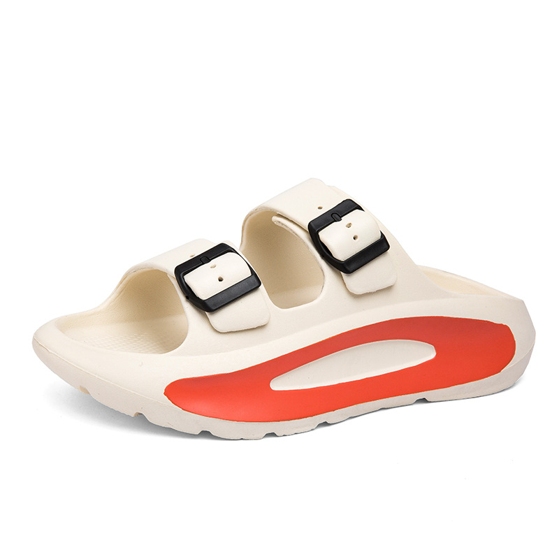 Lightweight Casual Mens Slides Shoes Thick-Soled Double Strap Eva Flip Flops Custom Logo Slides Slipper Beach Sandals Men