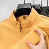 Men Casual Wear Long Sleeve Pullover Plain Solid Quarter Zip Shirts Color Quarter Zip Fleece Sweatshirt