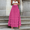New French Long Skirt Women's Autumn Solid Color High Waist Mesh Cake Skirt Casual Half Skirt