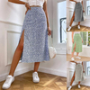 Floral Split Mini Skirt Sexy Waist A Swing Bag Hip Skirt Hot Girl Long Skirt