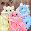 Winter Cartoon Cute Baby-boys Flannel Bathrobe With Hoodies
