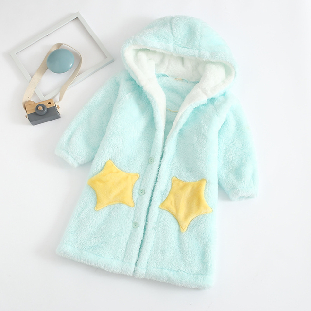 Pajamas Cute Housecoat Cartoon Star Sweet Coral Fleece Sleepwear