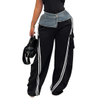 Fashion Casual Patchwork Denim Sports Straight Jogger Jogging Cargo Women Pants & Trousers